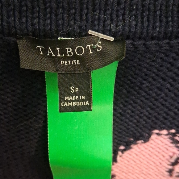 Talbots Black Cardigan with Red and Pink Heart Accents - Picture 2 of 3